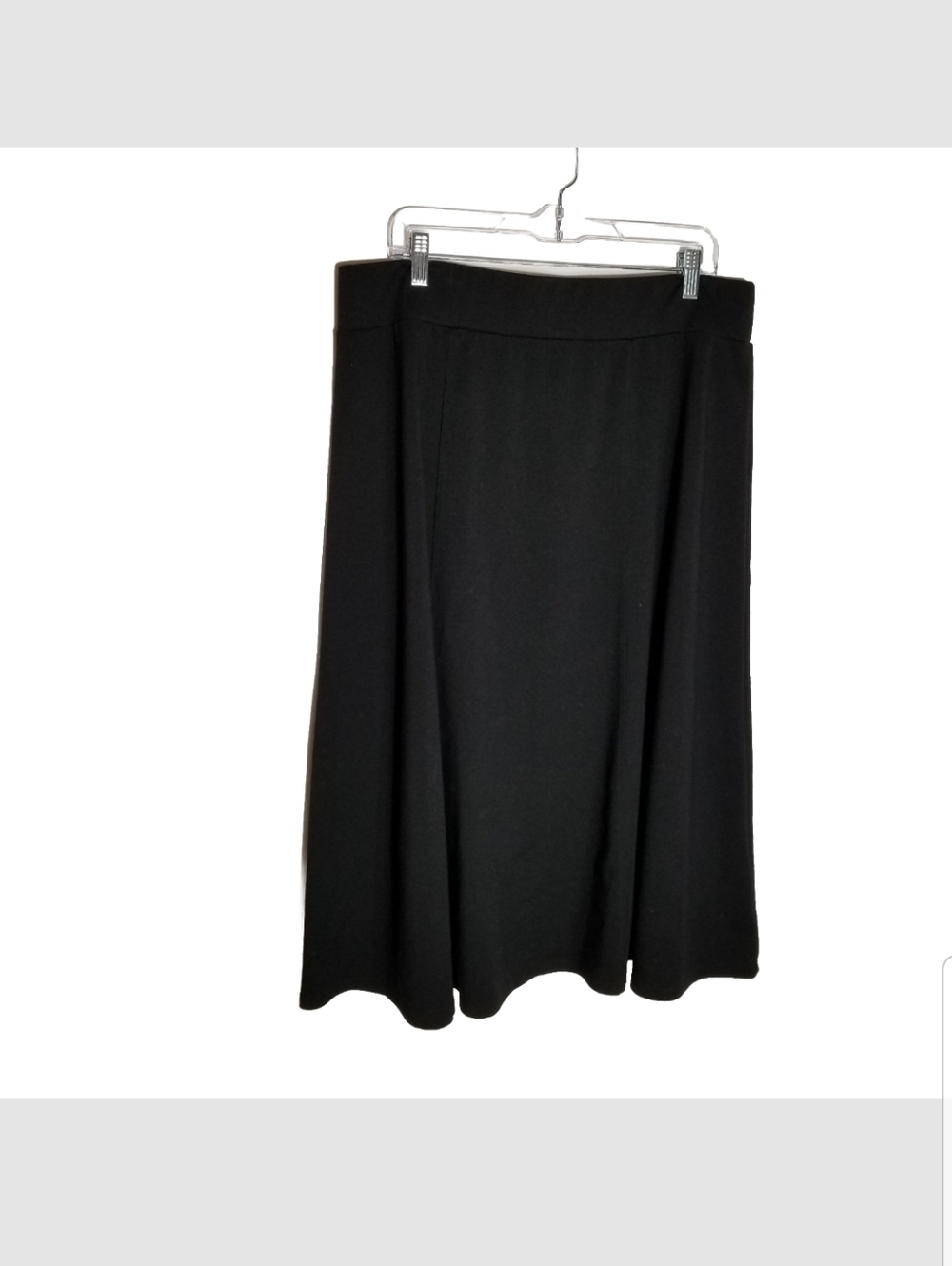 Dana Buchman Midi Skirt Womens XL A-Line Elastic Waist Pull On Black Stretch